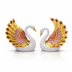 Duck Swan Pair Feather Design Showpiece for Home Decor